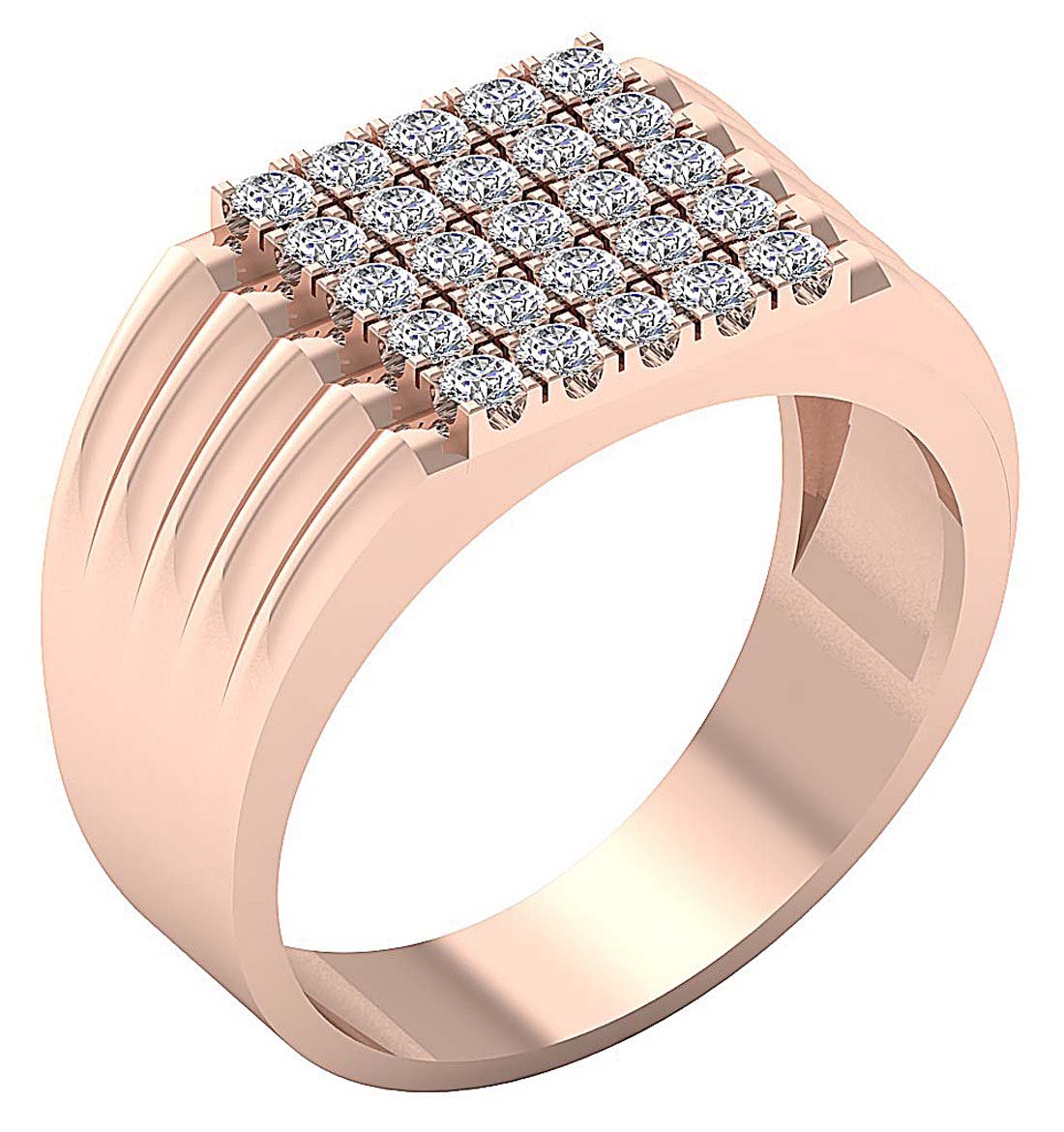 14k Solid Gold Mens Anniversary Ring SI1/I1 G 1.10 Ct Round Diamond Prong Set Width 11.45MM
