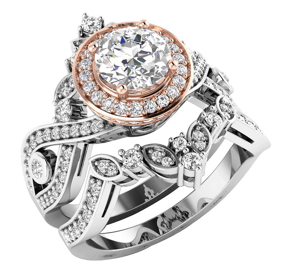 Wedding Bands For Round Halo Setting I1 G 2.00 Ct Genuine Diamond 14k Gold