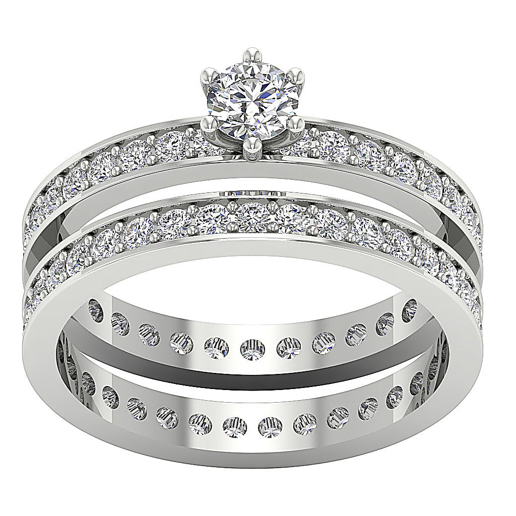 14kGoldBridalAnniversaryRingSet