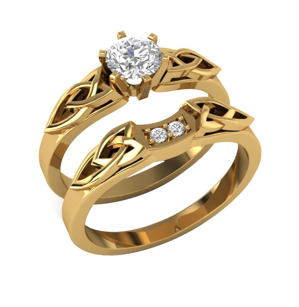 Engagement Ring Wedding Band Set I1 G 0.60 Ct Genuine Diamond 14k White Gold