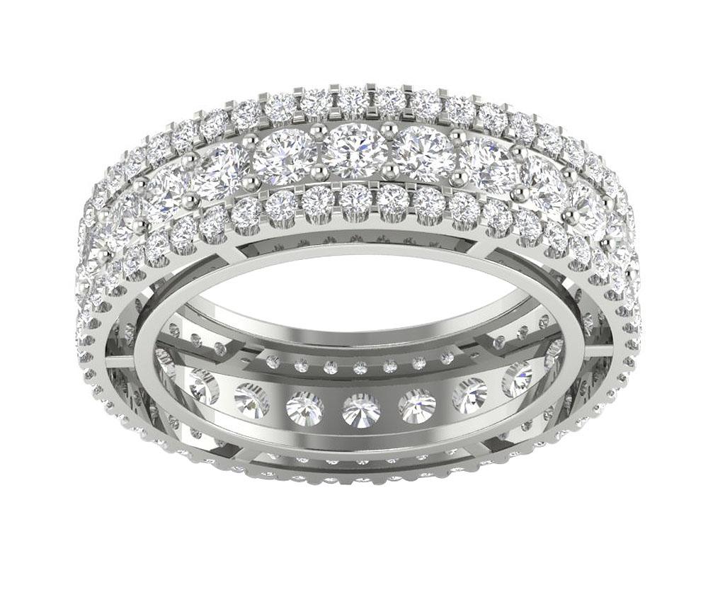 6.70 MM I1 G 4.00 Ct Round Diamond 14k White Yellow Rose Gold Eternity Anniversary Ring