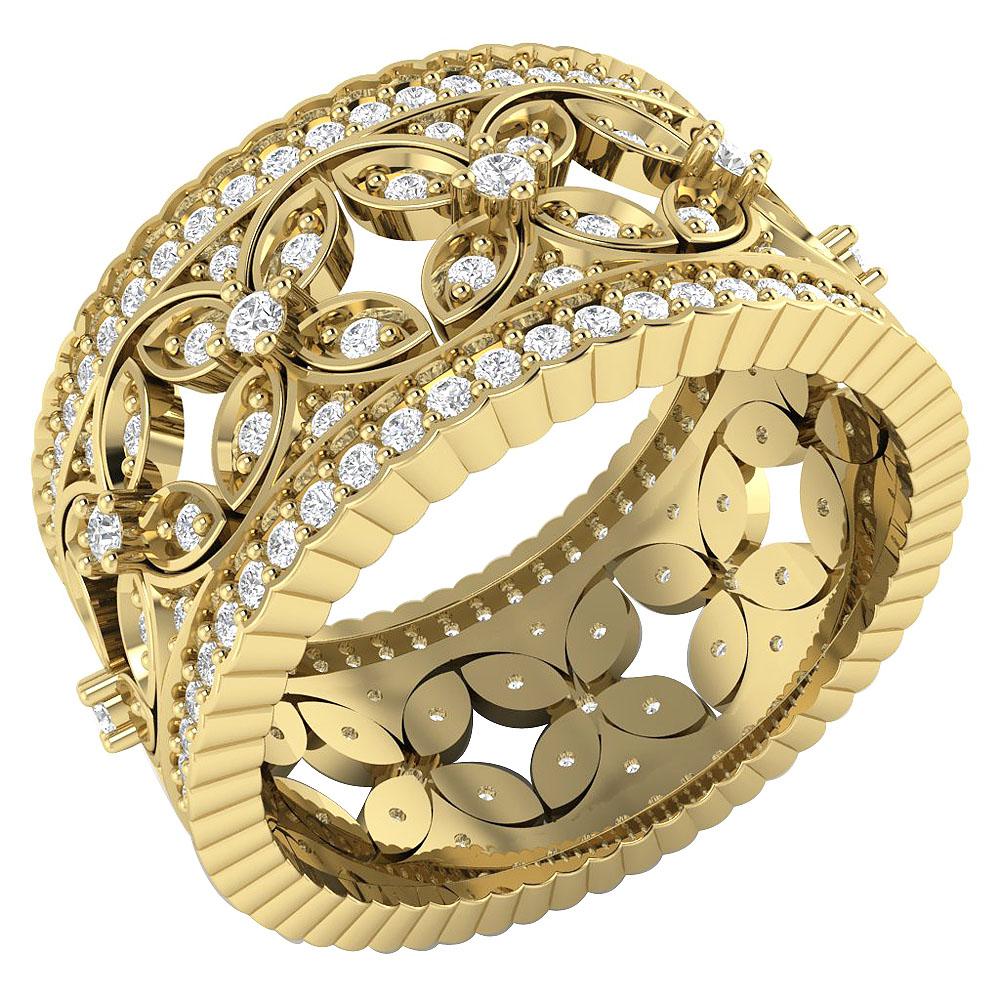 10.10 MM 14k Yellow Gold Round Diamond SI1 G 1.50 Ct Eternity Anniversary Ring Prong Set