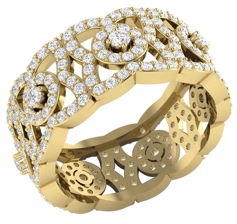 SI1 G 2.50 Ct Genuine Diamond 14k Solid Gold Designer Wedding Eternity Ring