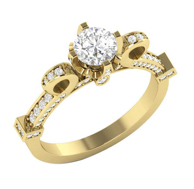 14k Solid Gold Genuine Diamond I1 G 1.40 Ct Solitaire Designer Engagement Ring