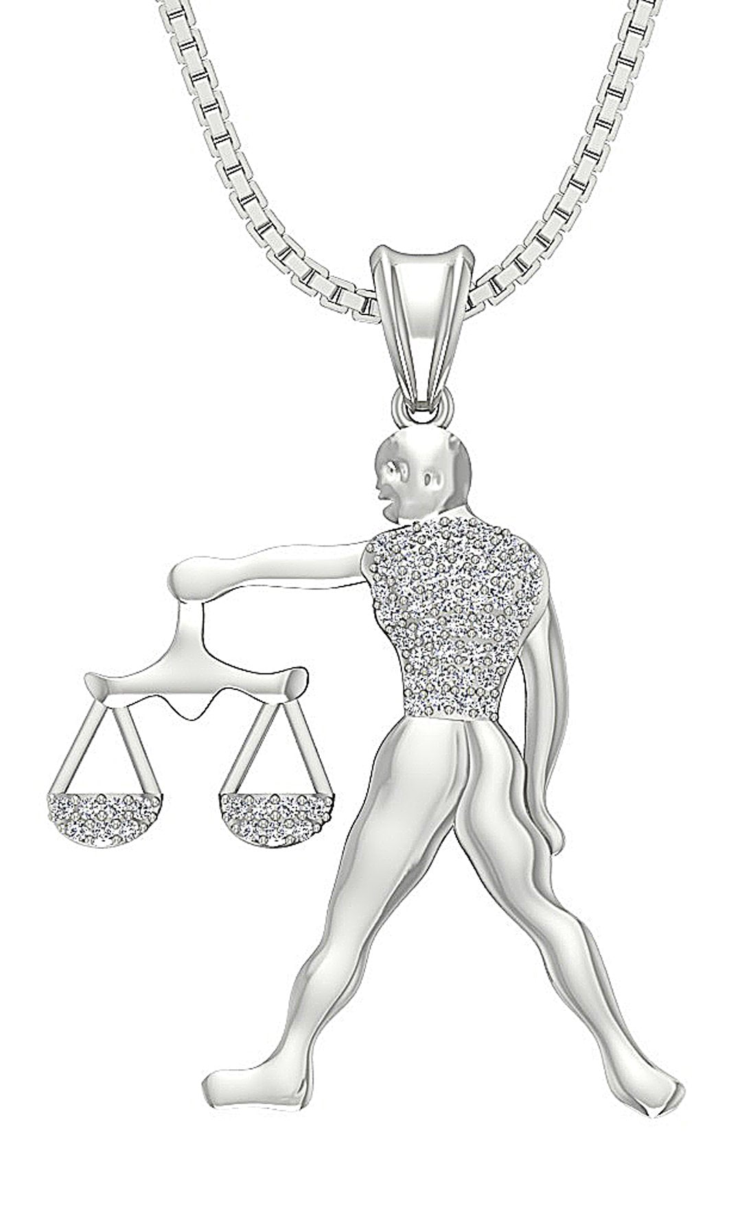 I1/SI1 0.25 Carat G Libra Zodiac Sign Pendant Necklace 14K/18K Gold Round Diamond