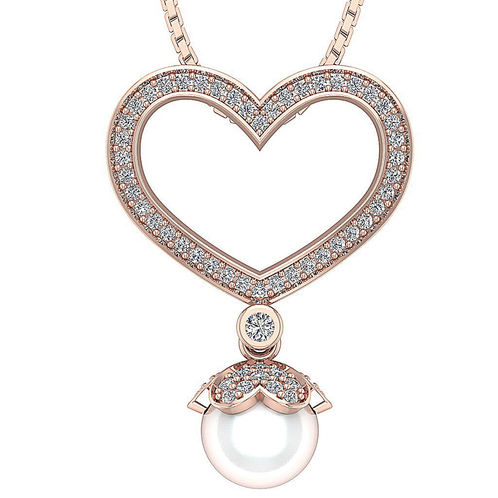 SI1/I1 G 0.65 Ct Designer Heart Shape Pendant 14k/18k Solid Gold Natural Diamond