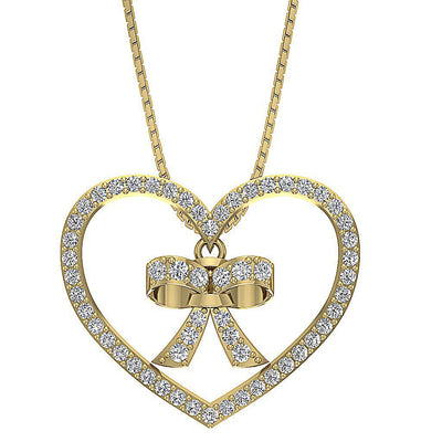 Heart Shape Pendants 14k/18k Solid Gold Genuine Diamonds SI1/I1 G 1.10 Ct