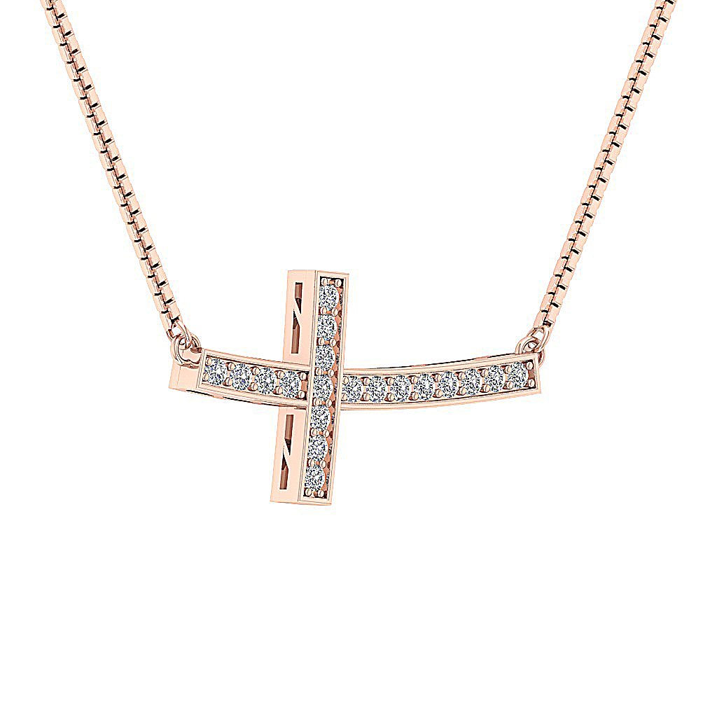 14k/18k White Yellow Rose Gold Cross Anniversary Pendants Round Diamond VVS1/VS1/SI1/I1 0.35 Ct Prong Set