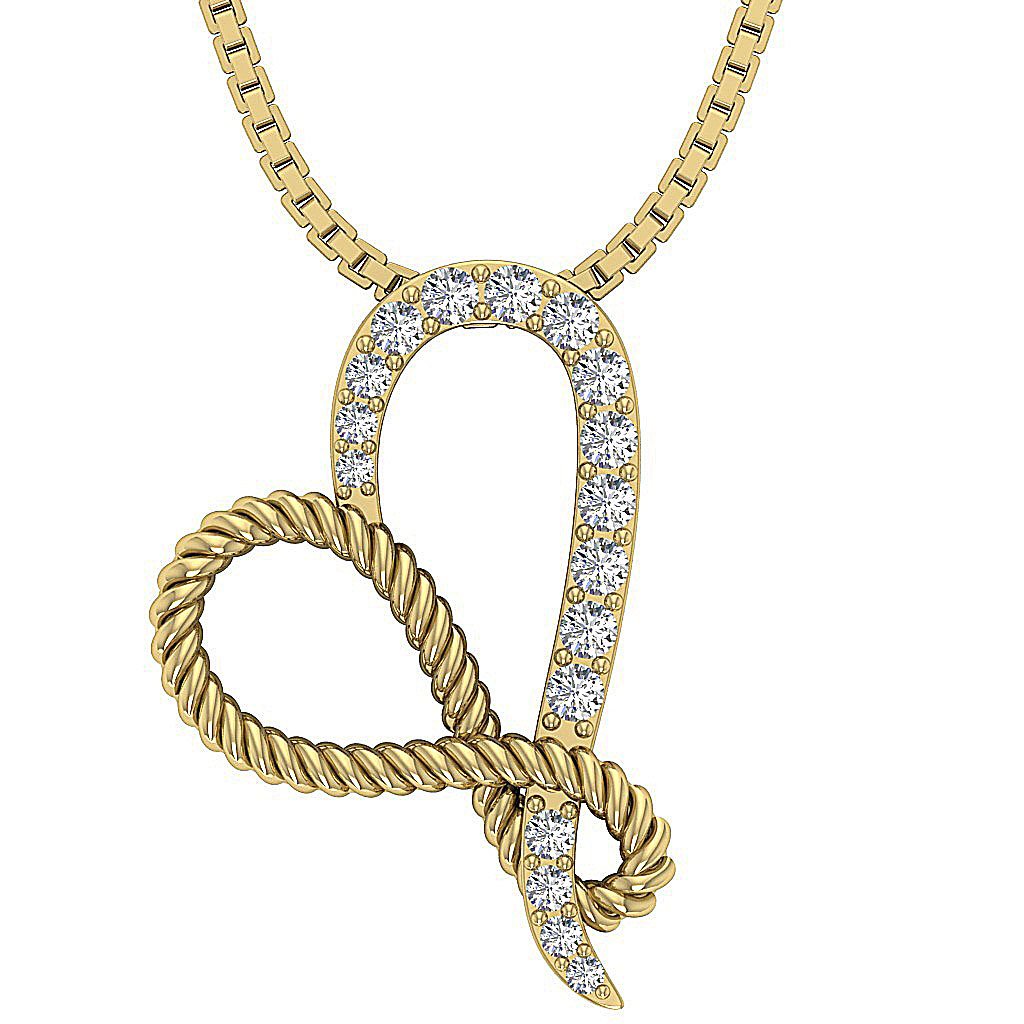 14k/18k Gold Heart Shape Pendants VVS1/VS1/SI1/I1 0.25 Carat Round Diamond