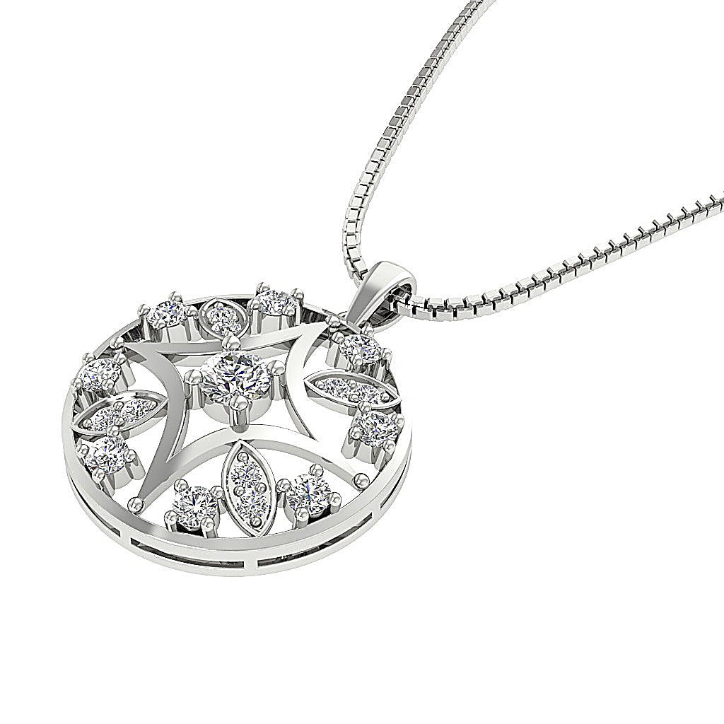 Vintage Fashion Pendant SI1/I1 G 1.00 Carat Round Diamond 14k/18k Solid Gold