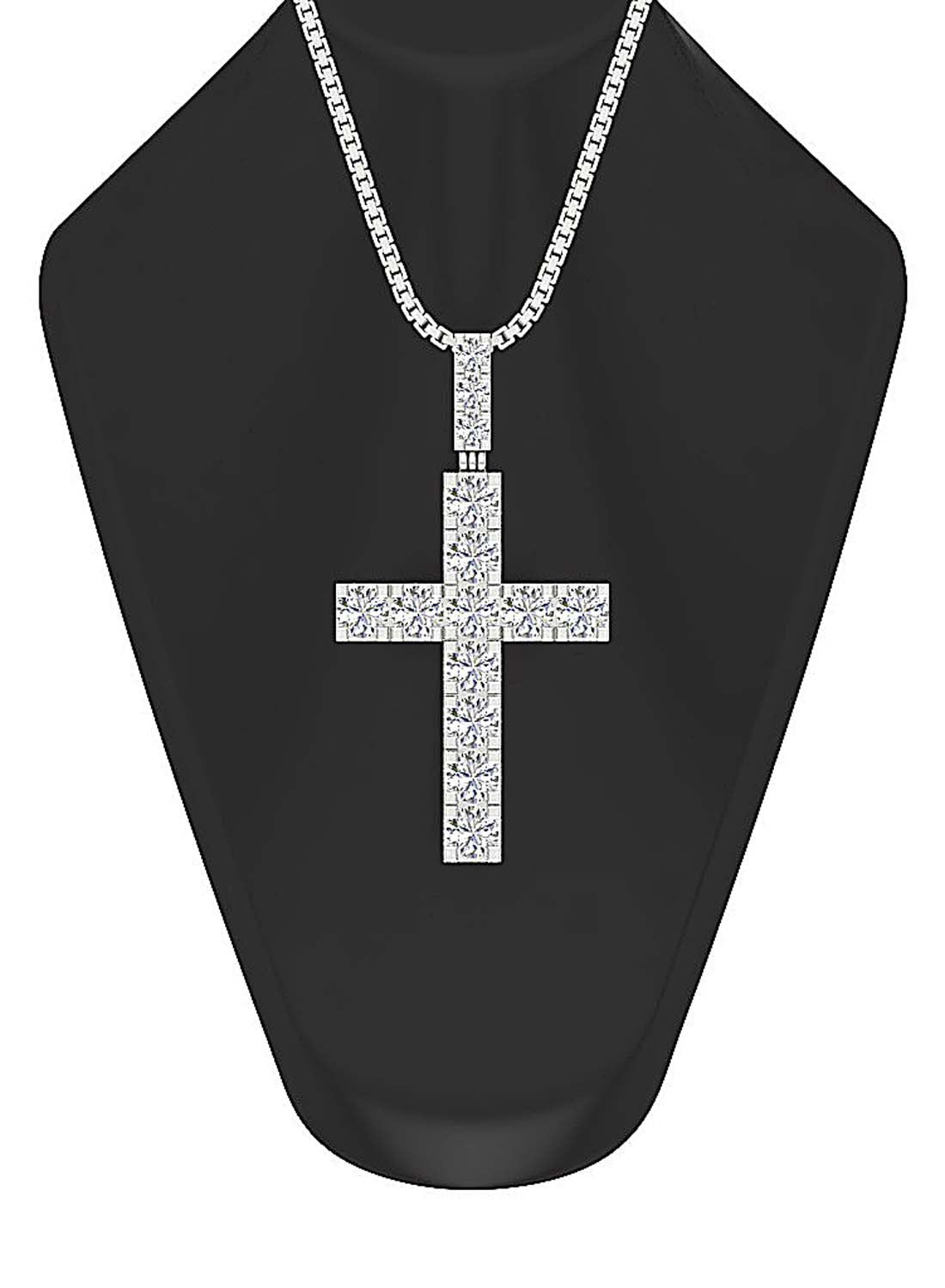 Natural Diamond Designer Cross Engagement Pendant SI1/I1 G 1.30 Ct 14k/18k White Gold Prong Set
