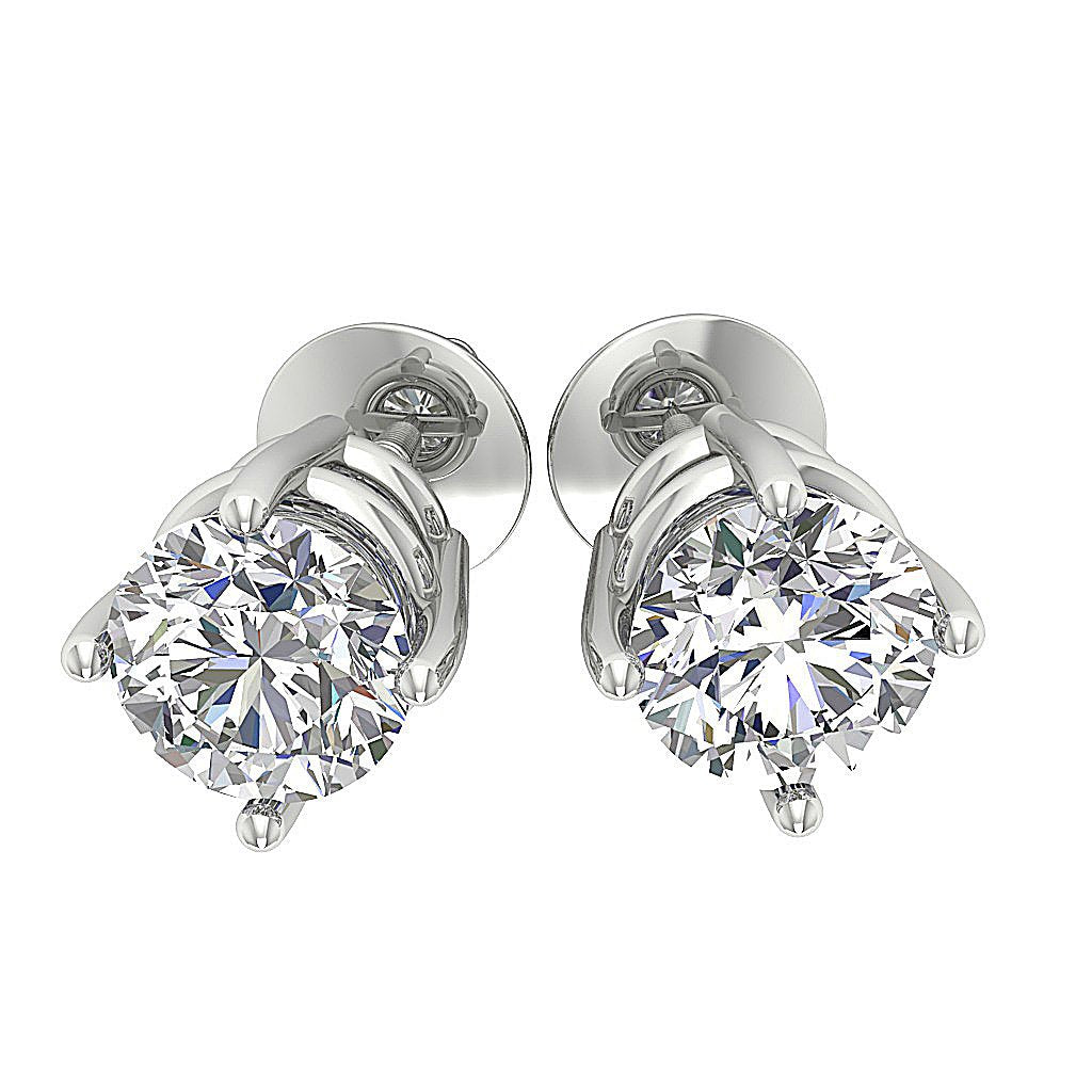 Genuine Diamond Solitaire Studs Wedding Earrings SI1/I1 G 0.20 Ct 14k/18k White Gold Prong Set