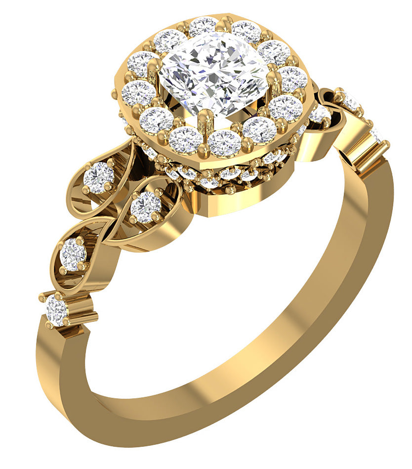 Cushion Cut Solitaire Engagement Rings 14K White Gold SI1 G 1.20 Carat Natural Diamond