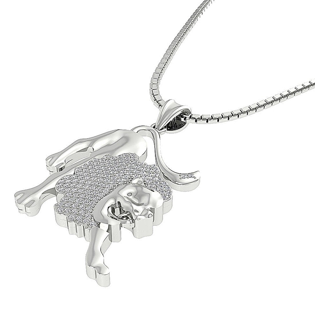 Leo Zodiac Sign Anniversary Pendant Necklace Round Diamond I1/SI1 G 0.60 Ct 14K/18K Solid Gold Prong Set