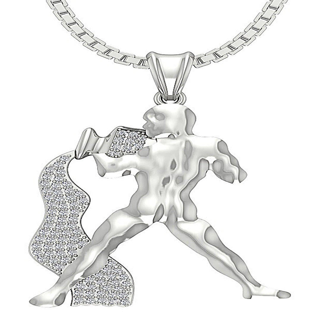 Round Diamond I1/SI1 G 0.35 Carat Aquarus Zodiac Sign Pendant Necklace 14K/18K Gold