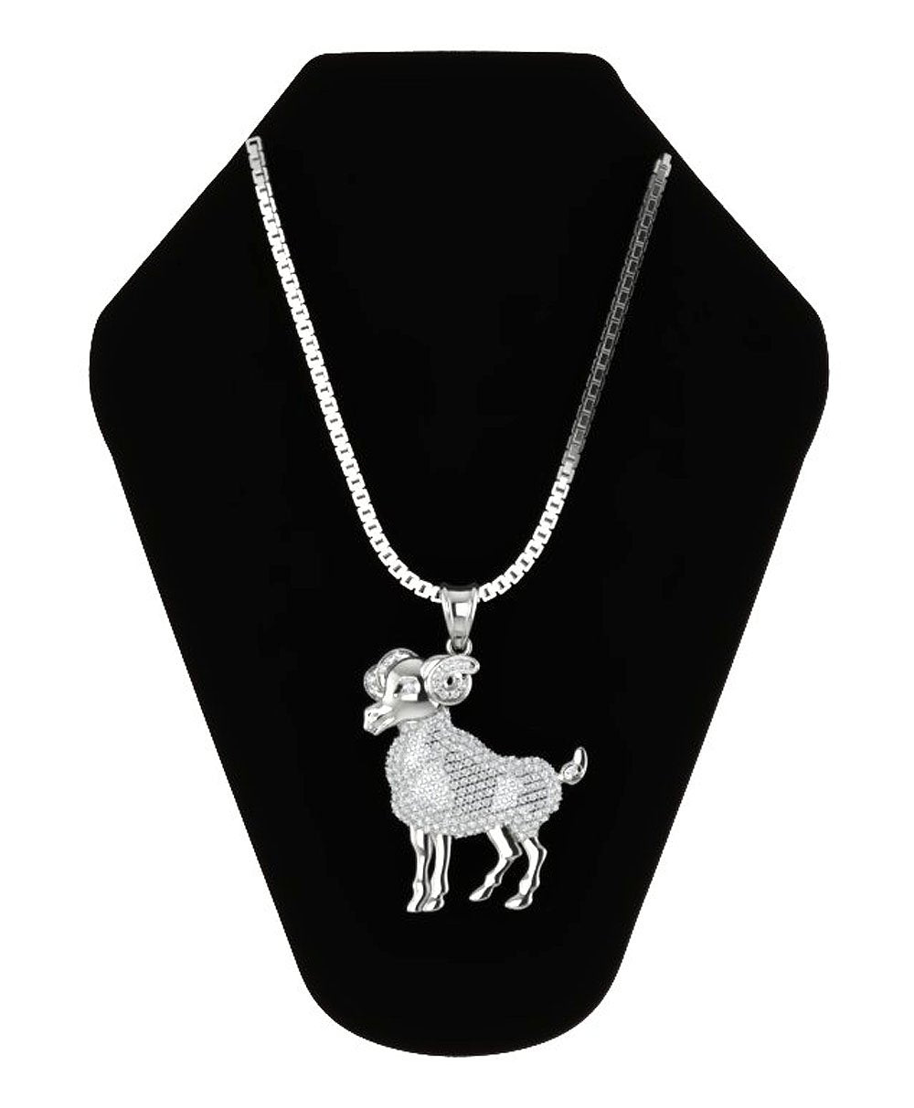 I1/SI1 G 0.85 Carat Round Diamond Aries Zodiac Sign Pendant Necklace 14K/18K Gold