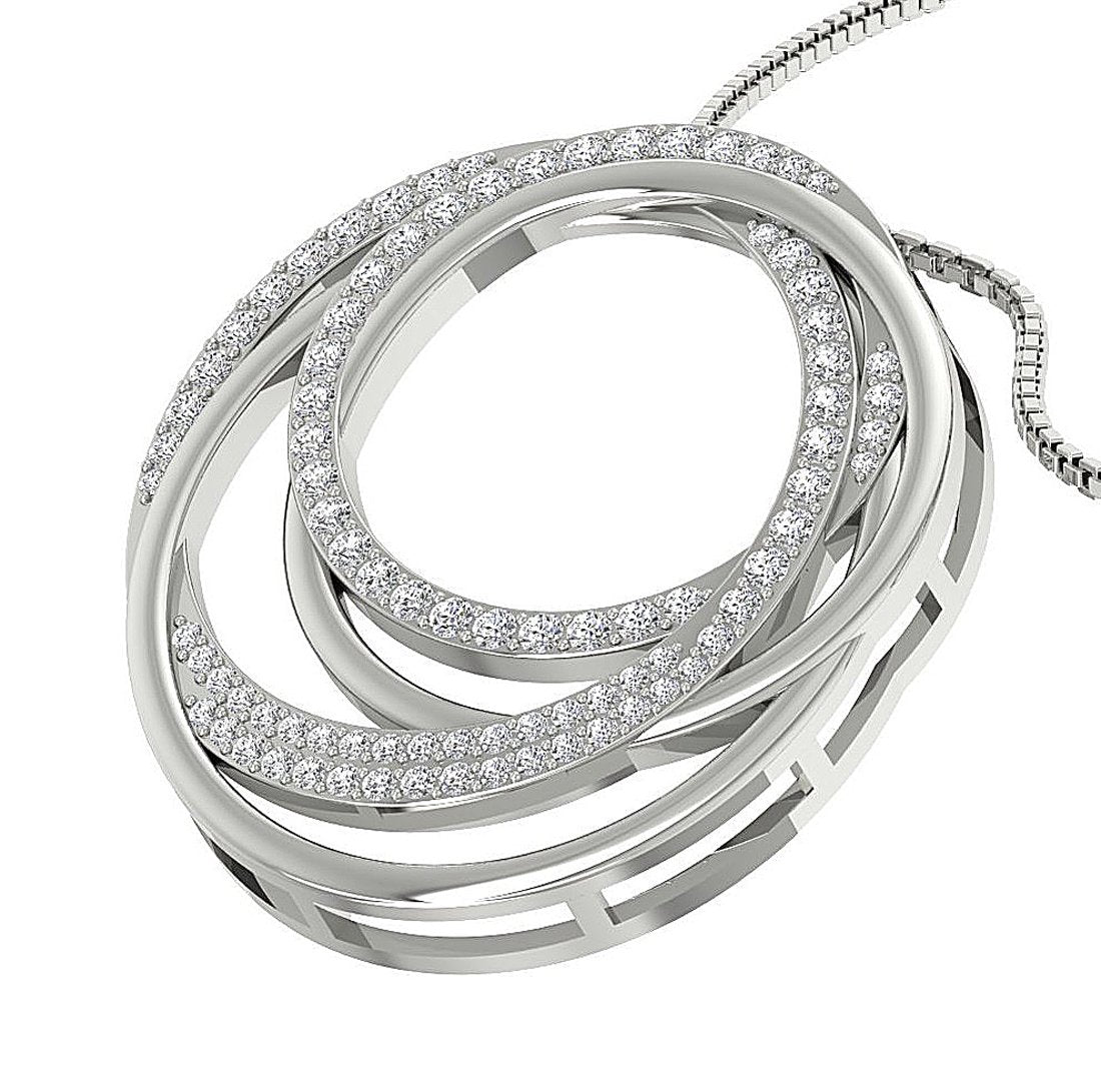 14k/18k Solid Gold Natural Diamond SI1/I1 G 1.10 Ct Designer Circle Pendant