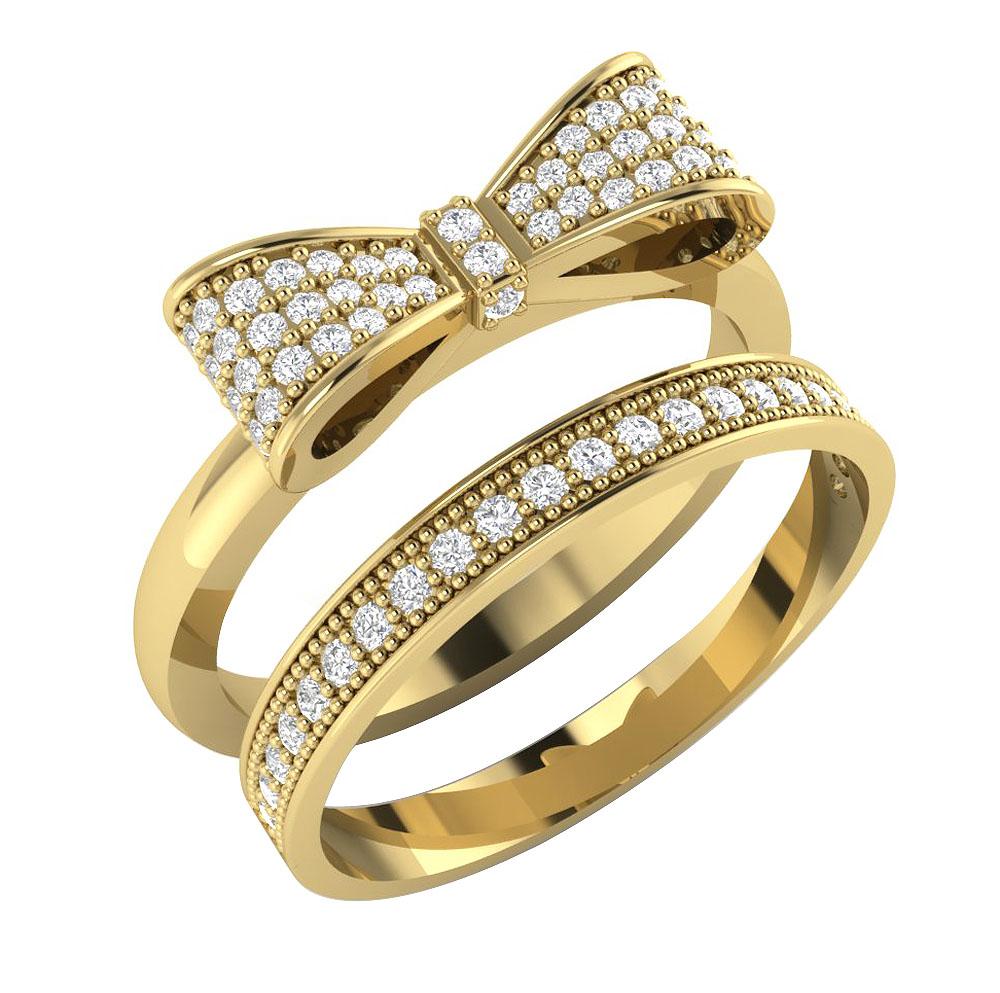 Natural Diamond Bow Bridal Engagement Ring 14k Solid Gold SI1 G 0.45 Ct Prong Set