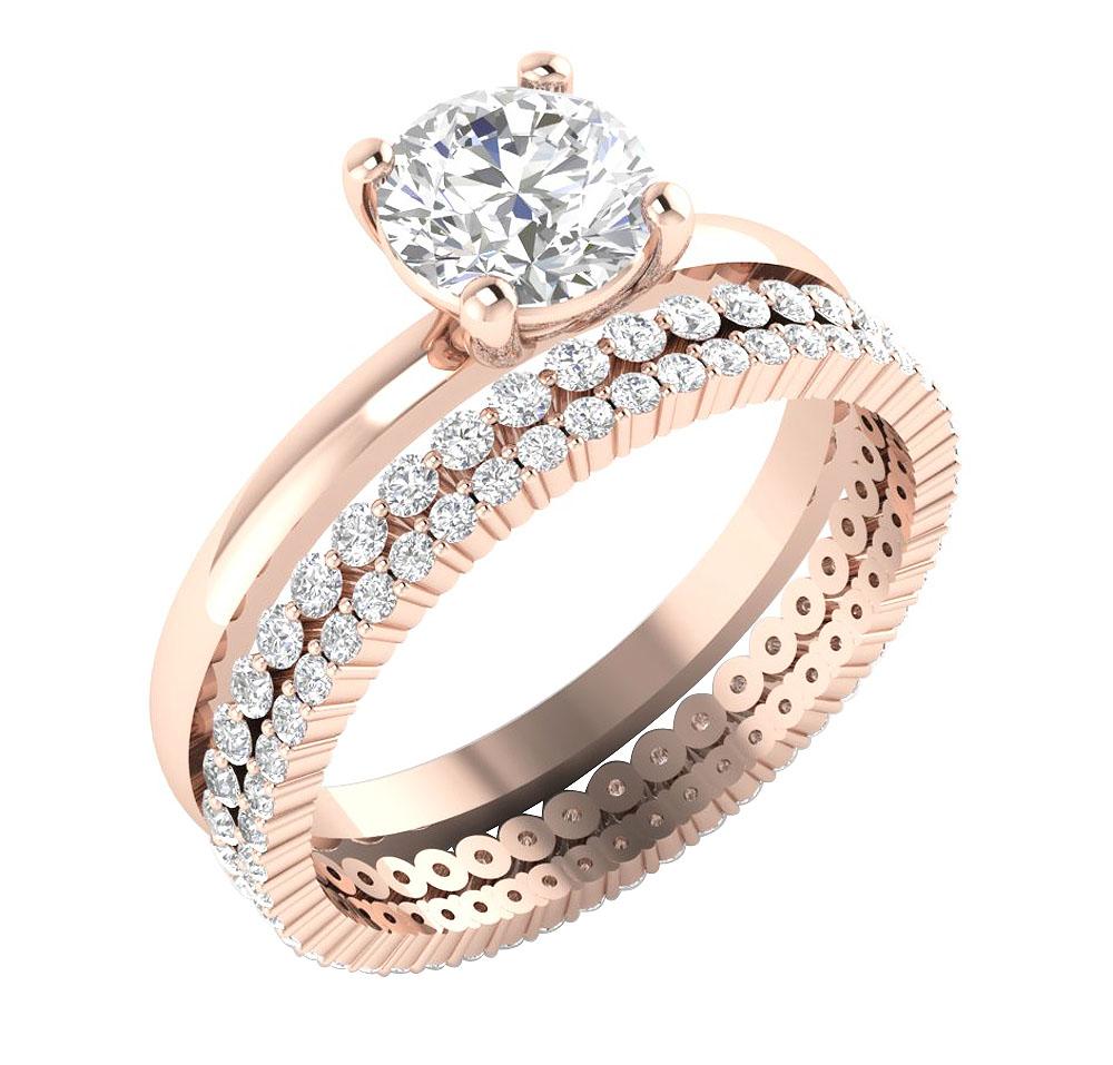 Round Diamond Bridal Anniversary Ring Prong Set I1 G 2.25 Carat 14K Solid Gold 7.90 MM