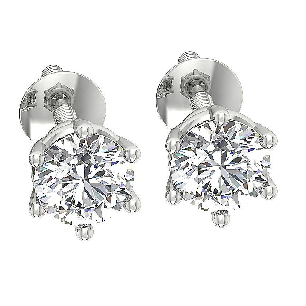 VS1 E 0.45 Ct Solitaire Studs Earrings 14k/18k Solid Gold Natural Diamond