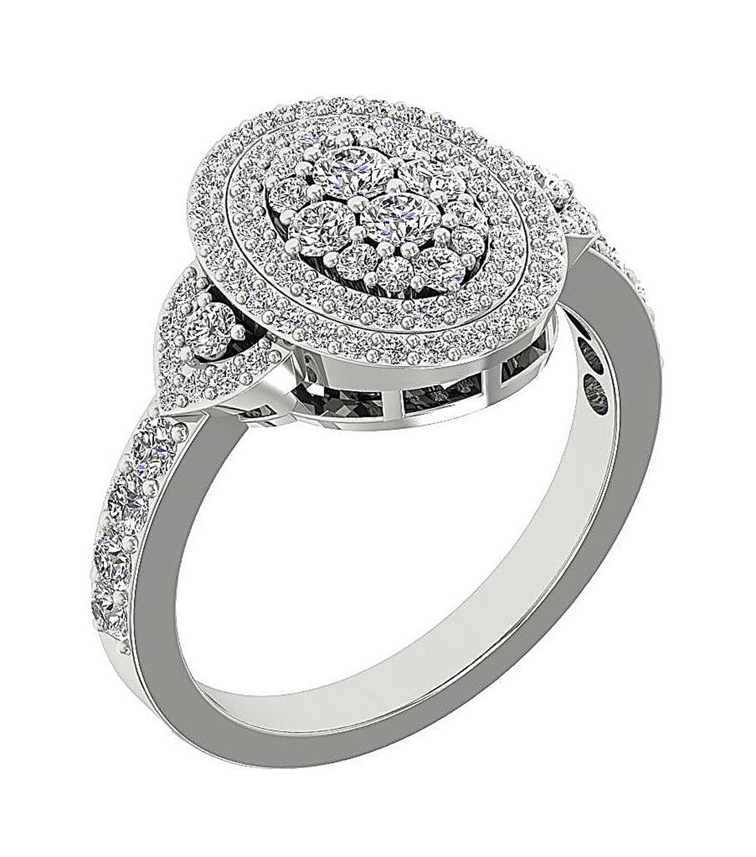 Designer Right Hand Anniversary Ring Round Diamond SI1 G 1.50 Ct 14k Yellow Gold Prong Set