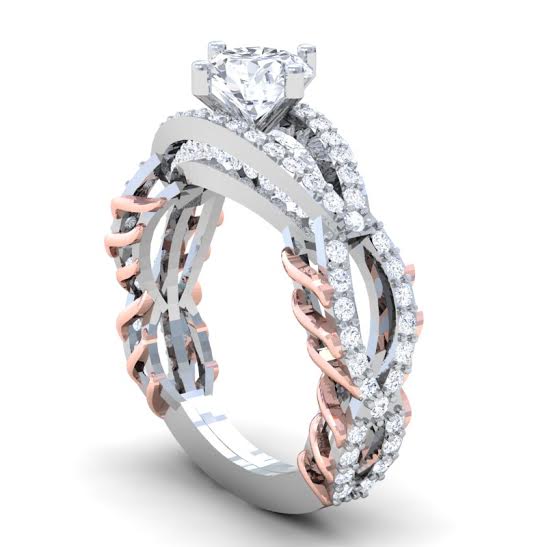 Natural Diamond Vintage Engagement Ring SI1 G 2.00 Carat 14k Two Tone Gold Prong Set