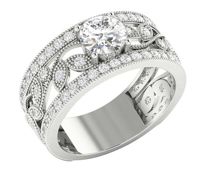 14k Solid Gold Genuine Diamond SI1 G 2.10 Carat Designer Engagement Ring