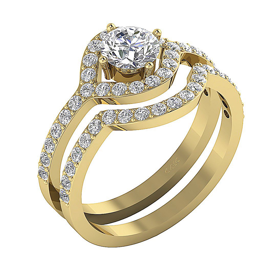 Wedding And Engagement Ring Set I1 G 2.00 Carat 14K White Gold Genuine Diamond