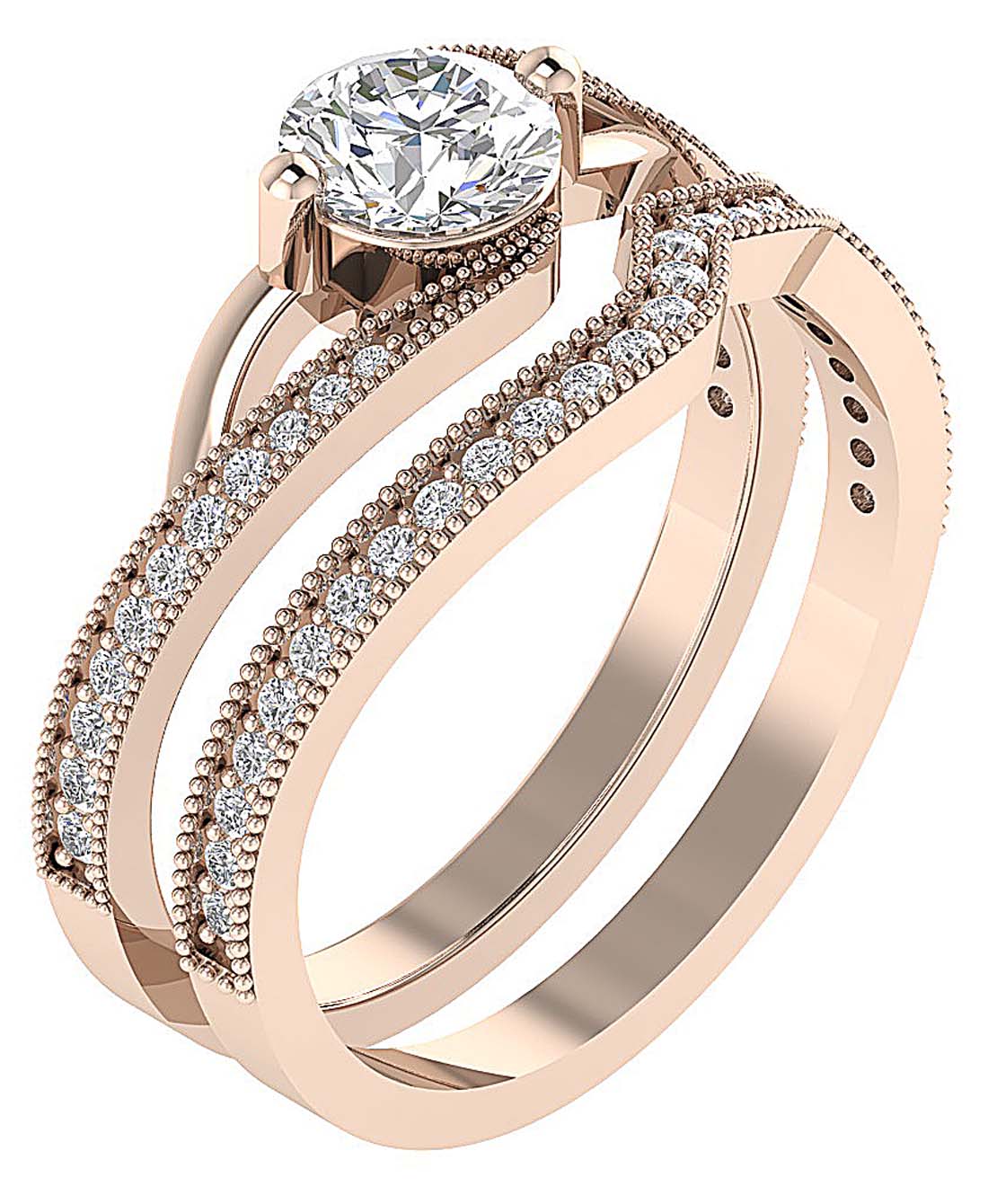 14K Solid Gold Bridal Anniversary Ring Prong Set SI1 G 1.25 Carat Round Diamond 9.20 MM