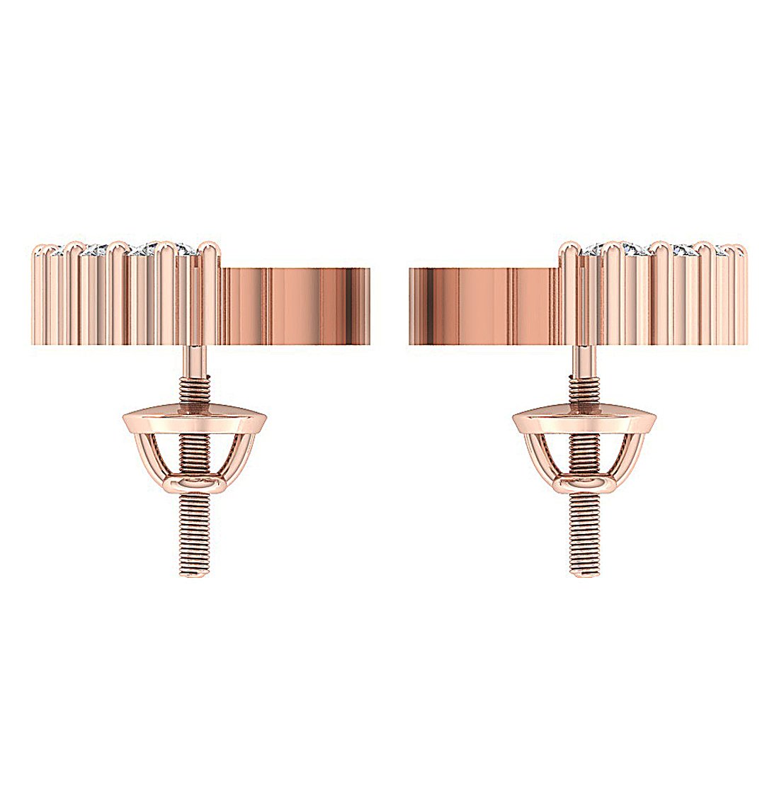 18k/14k Rose Gold Fashion Wedding Earrings Genuine Diamond SI1/I1 G 0.30 Ct Prong Set