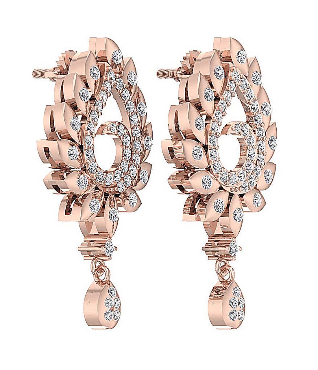Prong Bezel Set Fashion Wedding Earrings Genuine Diamond SI1/I1 G 0.85 Ct 18k/14k White Yellow Rose Gold