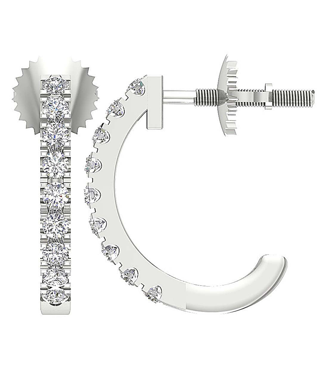 Genuine Diamond Fashion Wedding Earrings SI1/I1 G 0.30 Ct 18k/14k White Gold Prong Set