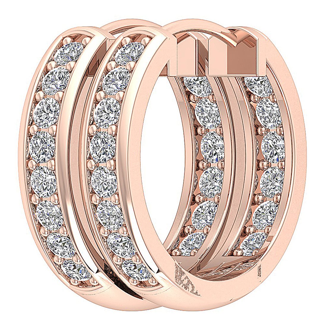 SI1/I1 G 0.30 Ct Inside Outside Hoop Engagement Earrings Natural Diamond 18k/14k Yellow Gold Prong Set