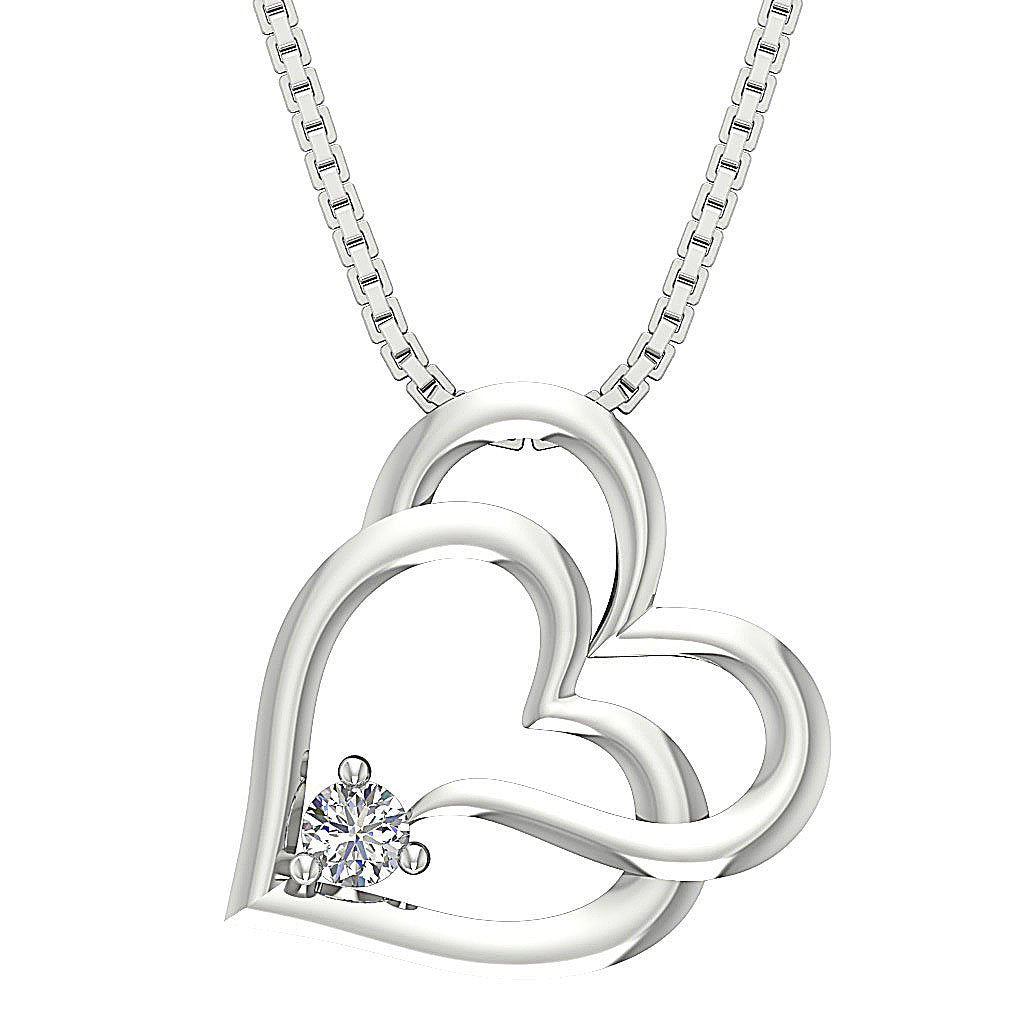 14k/18k Solid Gold Designer Heart Pendant SI1/I1 G 0.10 Carat Natural Diamond