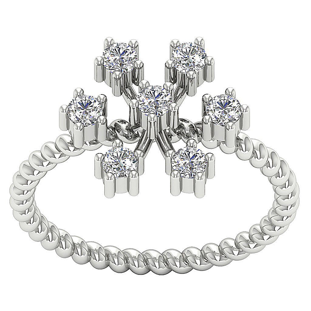 Natural Diamond Right Hand Engagement Ring I1 G 0.55 Ct 14k White Gold Prong Set 12.20 MM