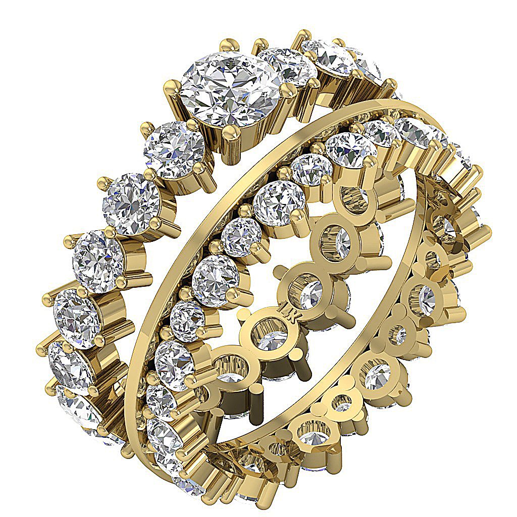 Bridal Anniversary Ring Prong Set I1 G 4.25 Ct Round Diamond 8.40 MM 14K Solid Gold