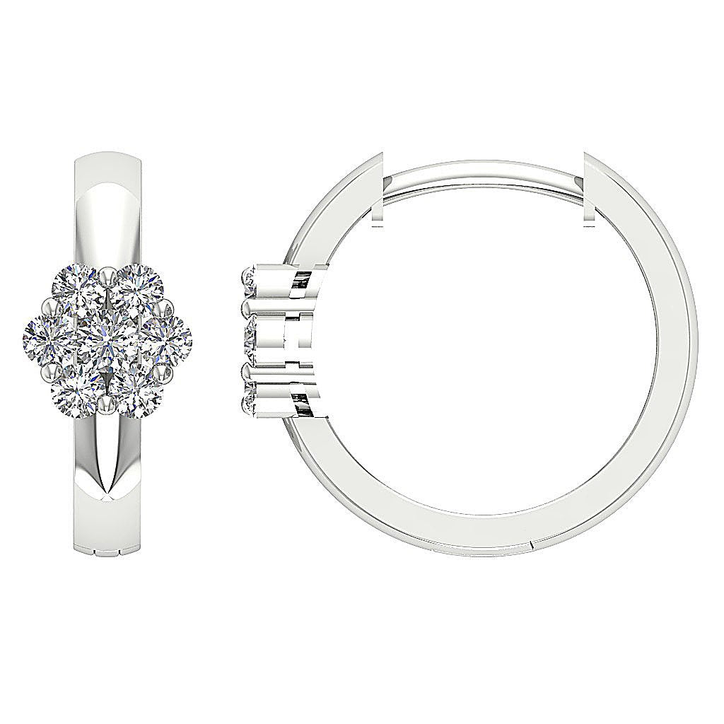 Medium Hoop Anniversary Earrings Round Diamond VVS1/VS1/SI1/I1 0.50 Ct 18k/14k Solid Gold Prong Set
