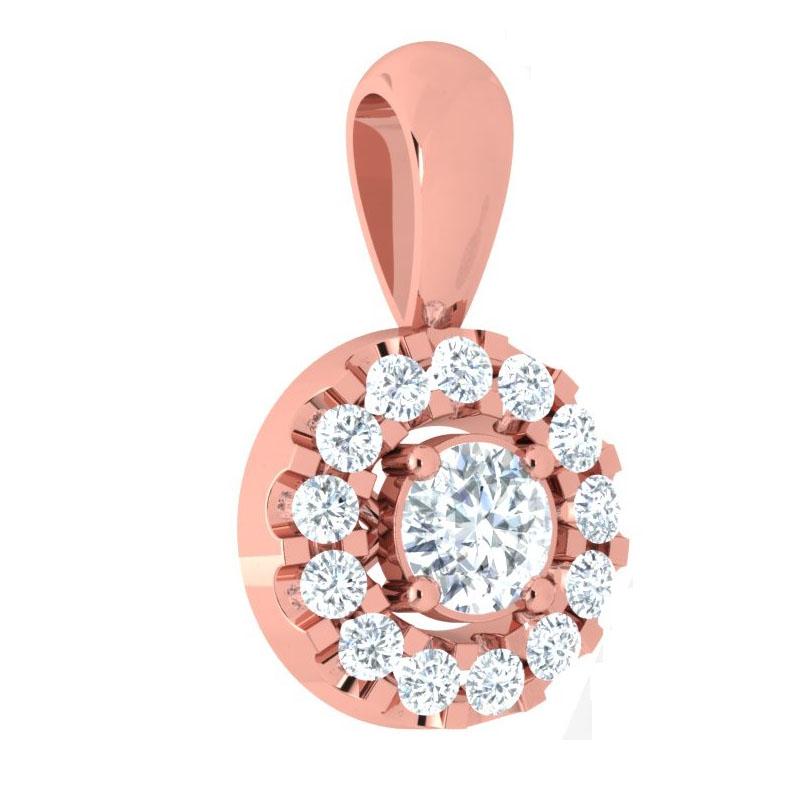 I1 G 0.60 Ct Natural Diamond 14k/18k Rose Gold Designer Halo Fashion Pendant