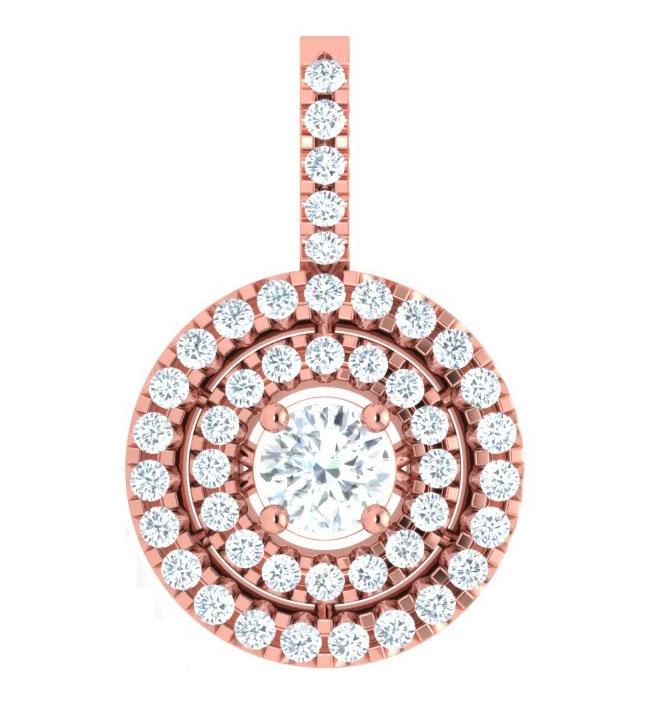 Double Halo Fashion Anniversary Pendant Round Diamond I1 G 1.10 Ct 14k/18k Solid Gold Prong Set