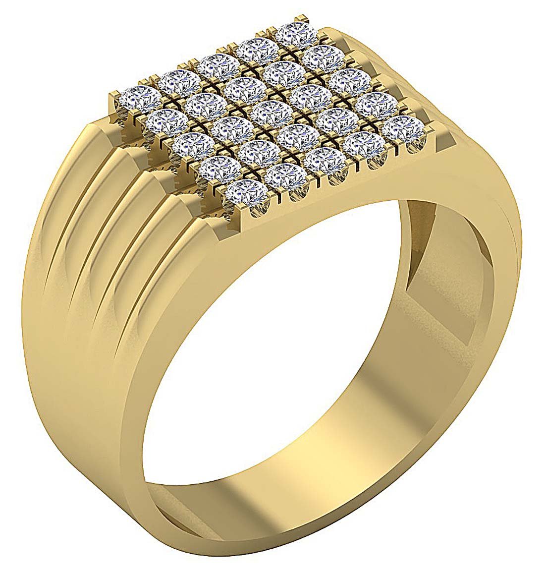 14k Solid Gold Mens Anniversary Ring SI1/I1 G 1.10 Ct Round Diamond Prong Set Width 11.45MM