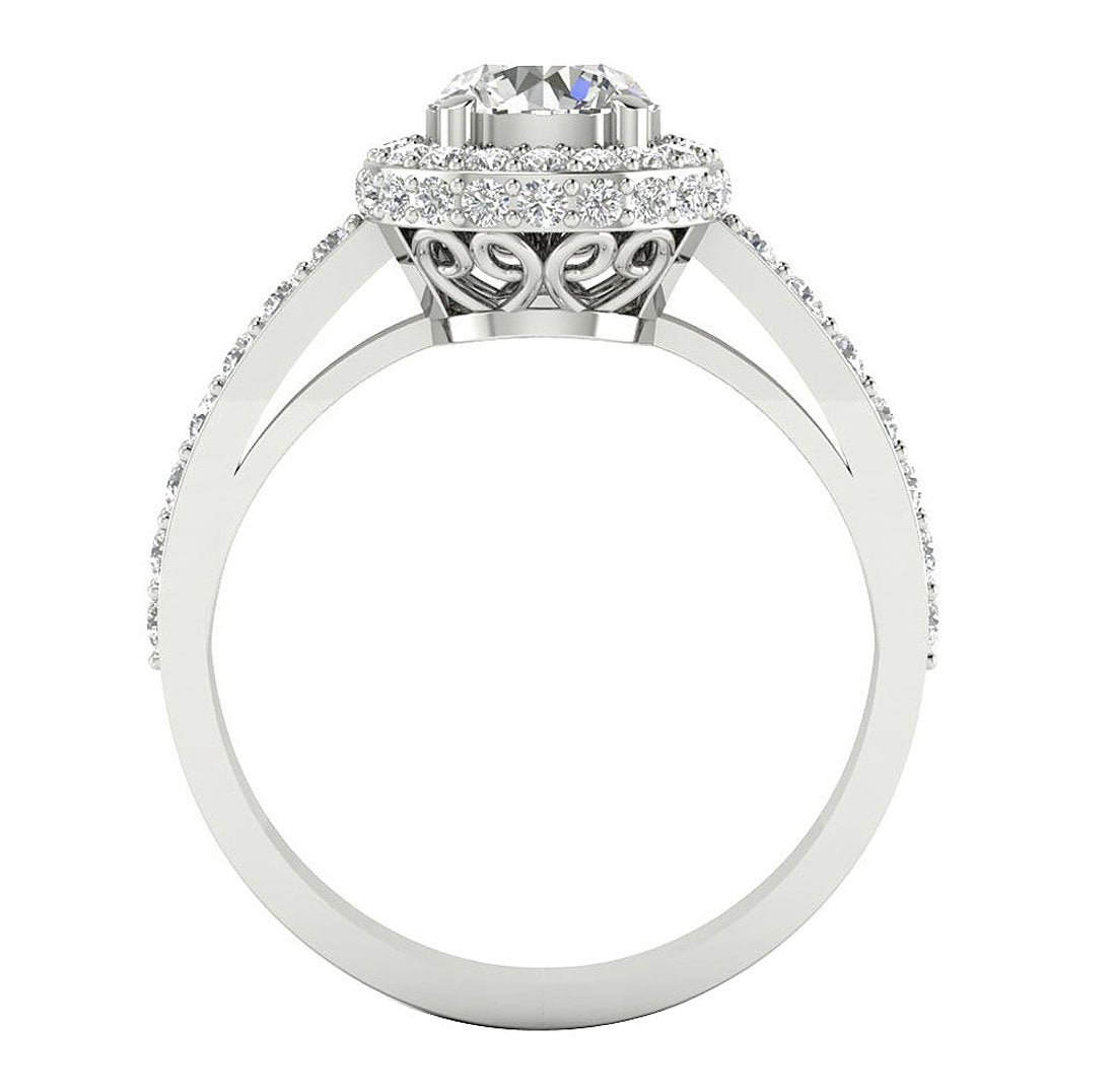 I1 G 1.90 Ct Halo Solitaire Engagement Ring Natural Diamond 14k Yellow Gold Prong Set