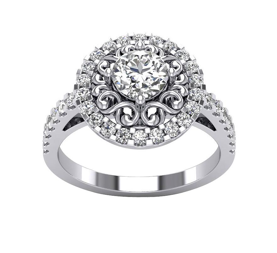 Round Diamond Solitaire Halo Anniversary Ring SI1 G 1.25 Carat 14k White Gold Prong Set