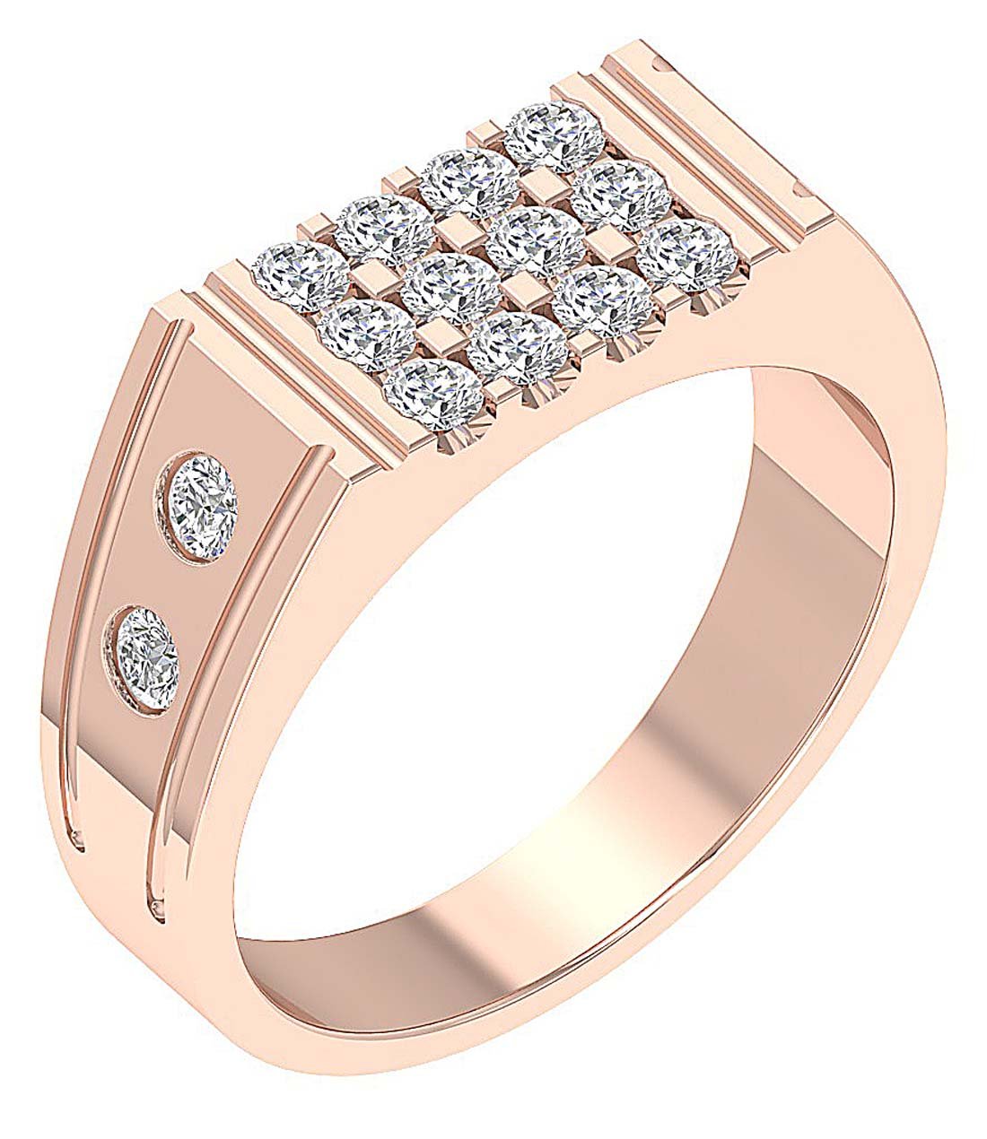SI1/I1 G 0.90 Ct Genuine Diamond 14k Solid Gold Designer Mens Wedding Ring