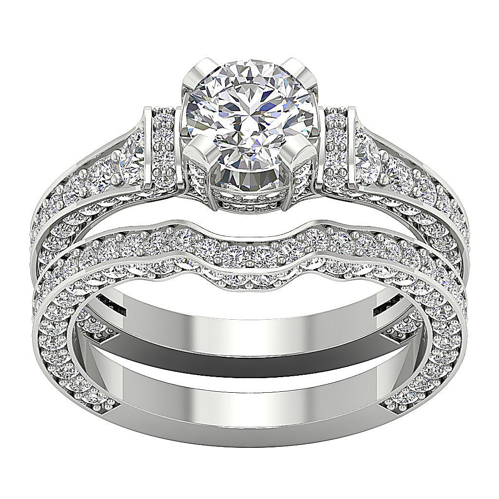 Solitaire Engagement And Wedding Band Sets I1 G 3.20 Ct Genuine Diamond 14K Gold