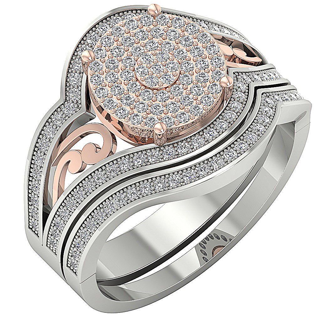 14K Solid Gold Milgrain Halo Bridal Engagement Ring Natural Diamond Prong Set I1 G 0.75 Carat