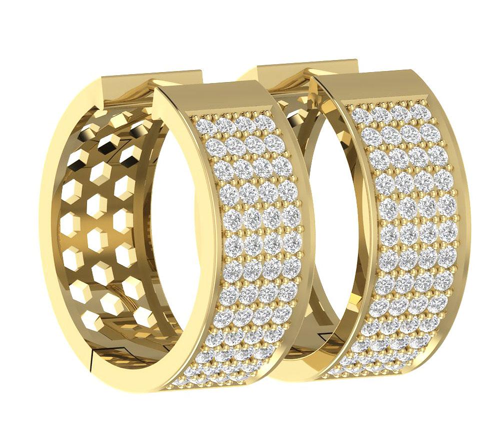Natural Diamond Large Hoop Engagement Earrings VVS1/VS1/SI1/I1 1.25 Ct 18k/14k White Gold Prong Set