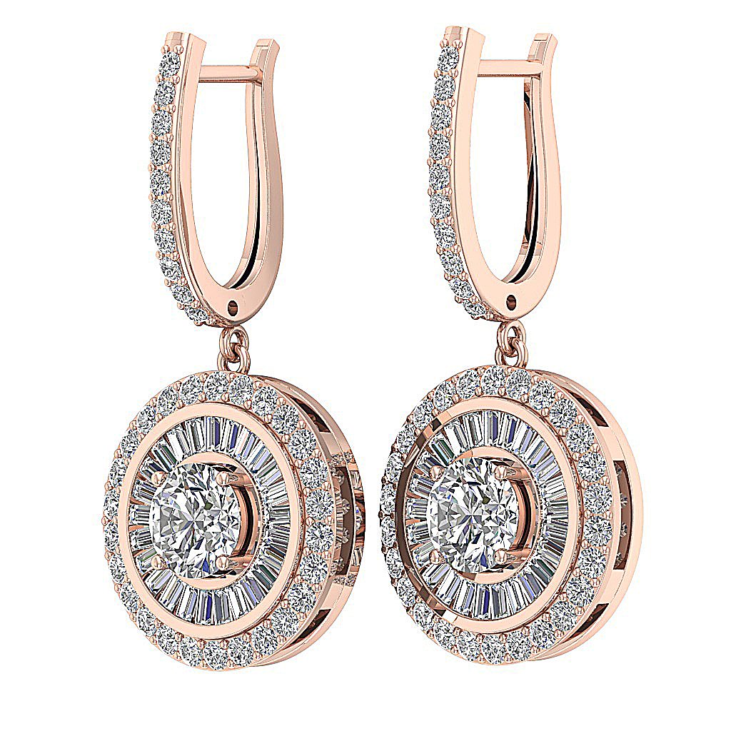 Chandelier Wedding Earring Genuine Diamond I1 G 3.40 Ct 14k Solid Gold Prong Channel Set