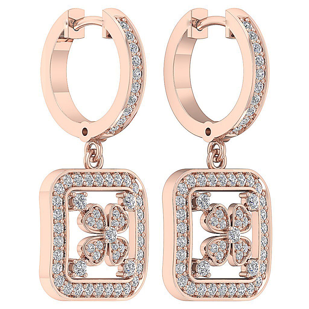 Prong Set Dangle Wedding Earrings Genuine Diamond VVS1/VS1/SI1/I1 G 1.50 Ct 18k/14k White Yellow Rose Gold