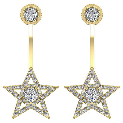 14k Solid Gold Round Diamond SI1/I1 G 1.30 Ct Removable Jacket Studs Earrings