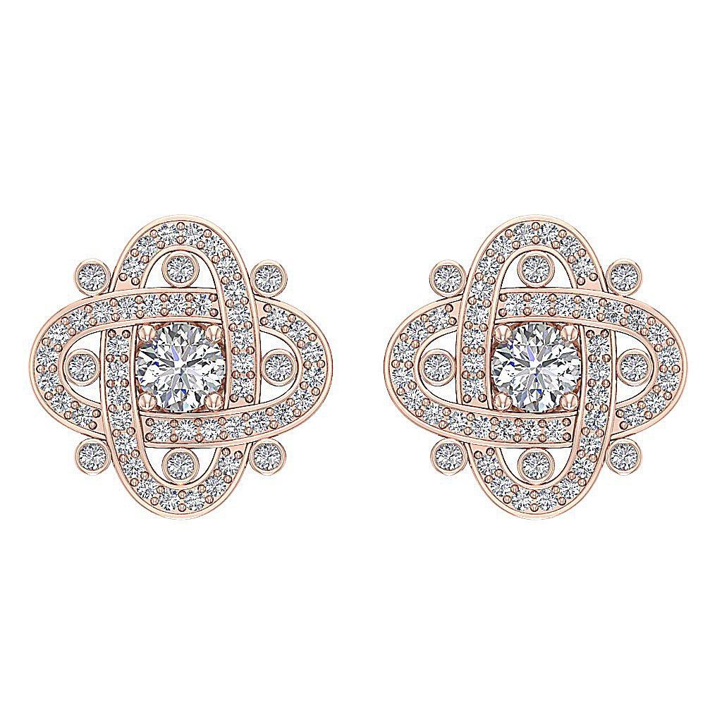 Natural Diamond Fashion Engagement Earrings SI1/I1 G 1.50 Ct 18k/14k White Gold Prong Bezel Set